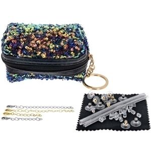 Jewelry Essentials Kit With Black Sequin Zippered Pouch